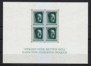 Alemania 1937 nuevo Mi bloque 7 Sc B102 Adolf Hitler, dictador -... - Imagen 1 de 2