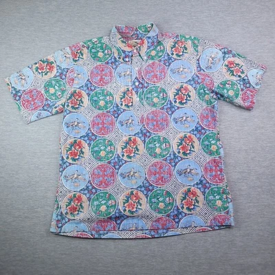 Camisa Hawaiana Reyn Spooner Para Hombres XL Nene Ganso Pez Floral Estampado Reverso  Foto 1 de 4