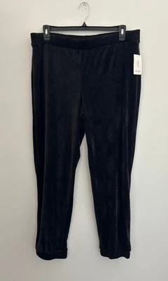 Calça lounge Alfani preta veludo perna cônica tamanho XL nova com etiquetas - Imagem 1 de 4