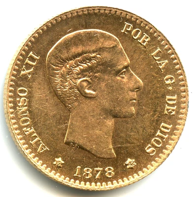 Spain 10 pesetas OR Alfonso XII 1878 * (restamped 1962) n°6374 - Image 1 of 2