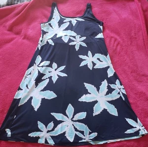 Ladies COLUMBIA PFG Navy Blue Floral Sleeveless Tank Dress Omni Freeze, sz L - Picture 1 of 1