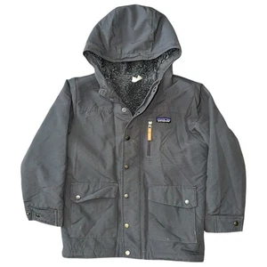 Patagonia Boys' Size S 7 8 Gray Infurno Hooded Fleece Lined Zip Snap Up Jacket - Picture 1 of 7