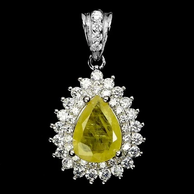 Colgante de plata de ley 925 con zafiro amarillo pera 8x6 mm joyas de piedras preciosas naturales Foto 1 de 4