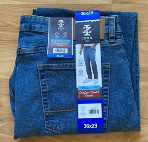 Jean IZOD Calce Recto Cómodo Elástico Denim Azul 36x29 / 5 Bolsillos Estilo - Imagen 1 de 5