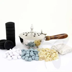 Incense burner brass with handle real wood 20cm Incense burner incense 2713 - Picture 1 of 1