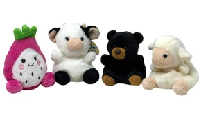 AURORA Palm Pals Lot 4 Woolly Lamb Dragon Fruit Black Bear NWT Sweetie Cow Plush - Picture 1 of 8