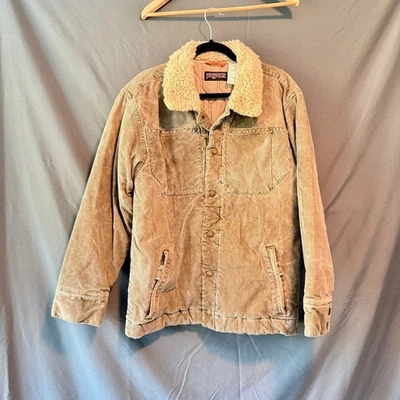 Jaqueta masculina vintage Y2K JanSport forrada de veludo bronzeado tamanho médio - Imagem 1 de 4