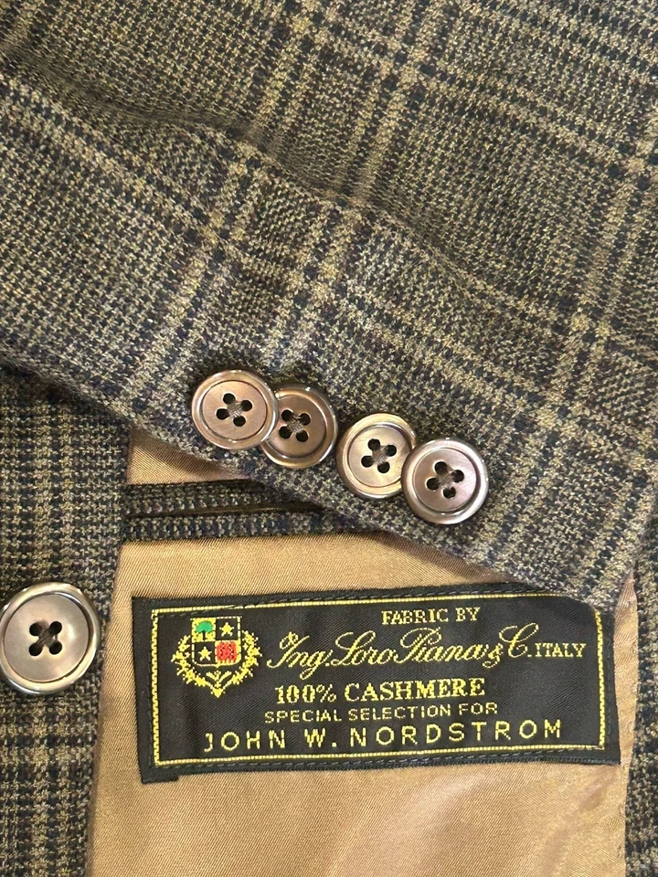 Blazer Napoli Nordstrom Marrón Ventana 100% Cachemira Loro Piana 44R Foto 1 de 4