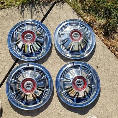 Set 4 Ford Bronco Truck Hubcaps Hub Caps Wheel Cover 1966 1977 15" F150 Vintage - Image 1 of 4
