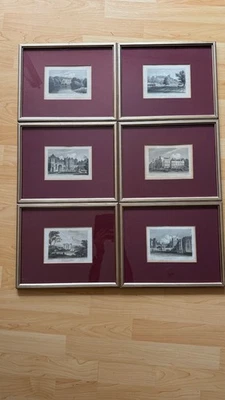 6 original antike Drucke im Rahmen ca.1830 Stahlstiche England nach J.P.Neale - Bild 1 von 4