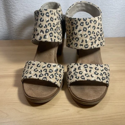 Sandalias TOMS para mujer Mallorca con estampado de guepardo talla 9 con tacón de 3 pulgadas cómodas y estilo Foto 1 de 4