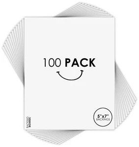 , Pack of 100, 5x7 White Backing Boards, 4-Ply Thickness, Signature Friendly,... - Picture 1 of 7