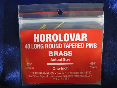 40 Brass Tapered Pins - 1"x.065"x.030" Clock Repair - Horolovar