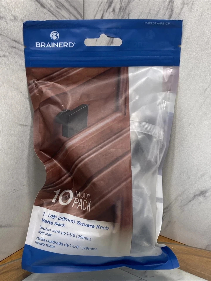 Perillas cuadradas de gabinete Brainerd negro mate / tira de 1-1/8" pulgadas (paquete de 10) NUEVO Foto 1 de 1