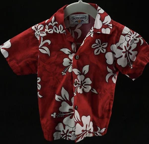 Pacific Legend 1T Red White Hibiscus Hawaiian Aloha Casual Shirt - Picture 1 of 4