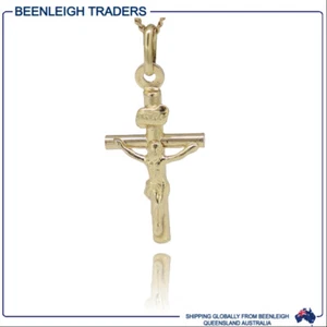 Yellow Gold CRUCIFIX PENDANT Guaranteed Genuine 9ct 9k Gold - Bild 1 von 11