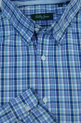 Bobby Jones Men's Shades of Blue White Check Cotton Casual Shirt L Large - Image 1 of 4