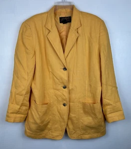 Eddie Bauer Blazer Womens M Yellow Jacket Career Business Maximalist Bright - Picture 1 of 7