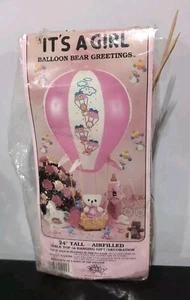 Balloon Bear Greetings "It's a Girl" 24" Airfilled Decorated - Vintage, New - Picture 1 of 3