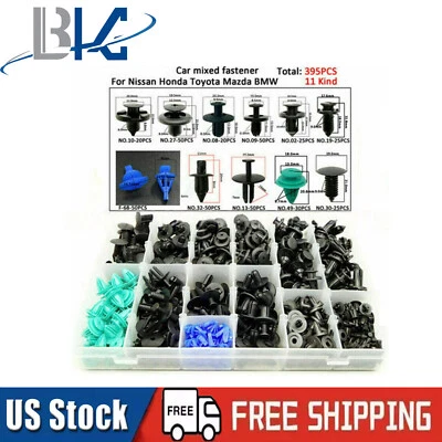 395PCS 6-10mm Universal Car Fastener Door Trim Panel Clip Bumper Rivet Retainer Foto 1 de 2