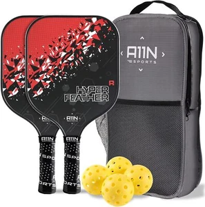 A11N HyperFeather R Pickleball Paddles Set of 2 Rackets, Black and Red - Picture 1 of 7