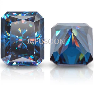 1~10 Ct VVS1 Dark Blue Radiant Excellent Cut Moissanite Loose Gemstones & GRA - Picture 1 of 6