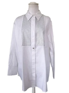 🌟MARINA RINALDI Cotton poplin Blouse PLUS size MR 29_ USA 20W_ It58_De50_Uk24 - Picture 1 of 23