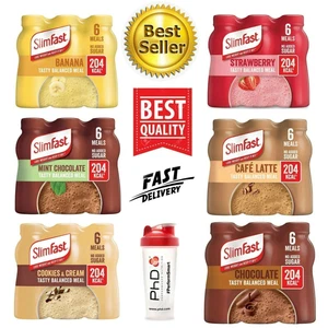 SlimFast Ready To Drink Shake, Tasty Balanced Shake All Flavours, 6x325 ml