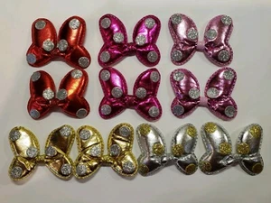 10 Pcs set 2.5" minnie glitter Bow No Clip Baby Girl Hair Bow Supplies. - Picture 1 of 2