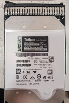 7XB7A00046 Lenovo ThinkSystem 00YK035 10TB 7.2K SAS 12G 3.5" HDD Hard Drive - Image 1 of 4