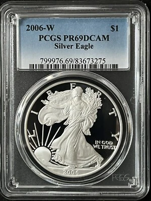 2006-W $1 Deep Cameo Silver Eagle Dollar PCGS PR69DCAM  83673275 - Image 1 of 2