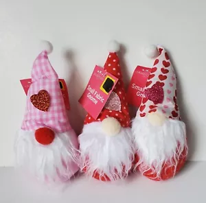 Lot 3 Gnome Tray Decor Decorations Hearts Check Plaid Polkadot Home Plush Gnomes - Picture 1 of 9
