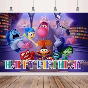 Inside Out Theme Birthday Party Decorate, 5x3.5ft Happy Birthday Backdrop - Picture 1 of 5