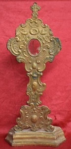 relic reliquary reliquiario reliquia relicario LEGNO E LAMINA di BRONZO   1700 - Picture 1 of 4