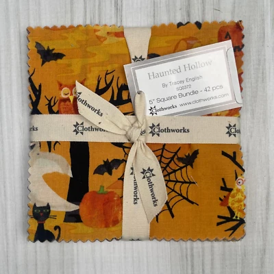 Clothworks Haunted Hollow By Tracey English NEW - 42 Pieces - 5"x5" Charm Pack - Image 1 of 4