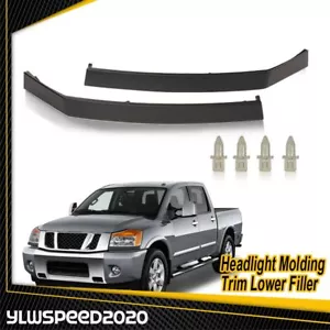 Headlight Molding Trim Lower Filler Pair Set fits 04-15 Nissan Titan Armada QX56 - Picture 1 of 10