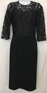 dolce gabbana dress 40 Black 3/4 Lace Sleeve Embroidered Bodice Zip Back Nwt - Picture 1 of 10
