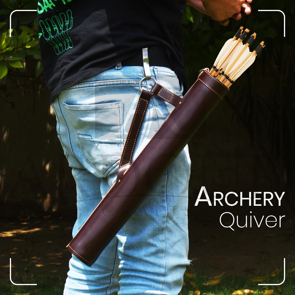 Back/Side Arrow Quiver Genuine Leather Arrow Holder Traditional Handmade Quivers - Image 1 of 4