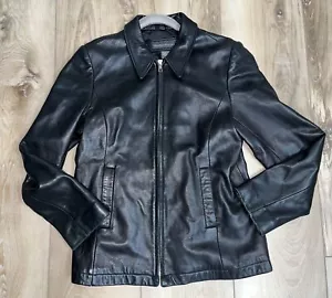 BANANA REPUBLIC Women 100% Leather Jacket Butter Soft Black Size Medium - Picture 1 of 8
