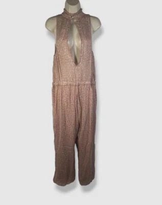 $690 Alessia Zamattio Women's Pink Sleeveless Animal Print Jumpsuit Size 48 - Image 1 of 3