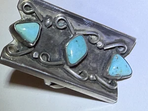 Vintage   Sterling Silver with  Turquoise Stones  Ring ~ Size 6 - Picture 1 of 3