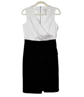 Laundry by Shelli Segal Dress NWT Size 6 Black White Sleeveless Sheath Work - Image 1 of 4