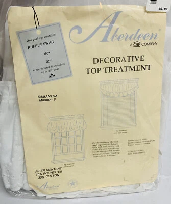 Vintage White Cotton Eyelet Ruffle Swag Curtain 60" x 35" Made in USA NEW NOS - Image 1 of 4