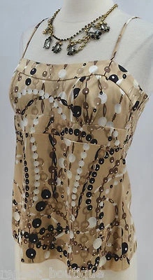 Trina Turk Multi Silk Top Top $168 Shirt blouse sexy cami tank Geo dots Sz M NEW - Image 1 of 4