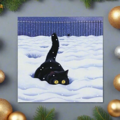 TOMCAT CARDS Black Cat Greeting Card Christmas Cards Big Foot Vicky Mount Humorous Greetings