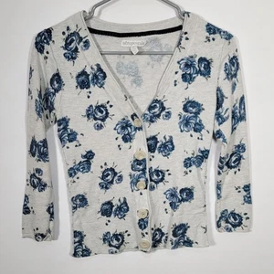 Aeropostale grau geblümt Damen Gr. M Medium V-Ausschnitt Waffelstrick guter Zustand - Bild 1 von 8