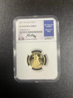 2017-W Gold American Eagle $10 NGC PF70 Ultra Cameo Moy Signed STOCK - Image 1 of 2