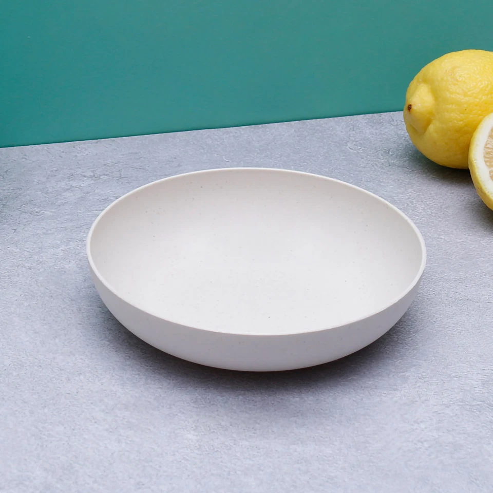 (Deep Round Beige)Essteller Geschirr Weizen Stroh PP Geschirr Für Gericht Obs E - Bild 1 von 1