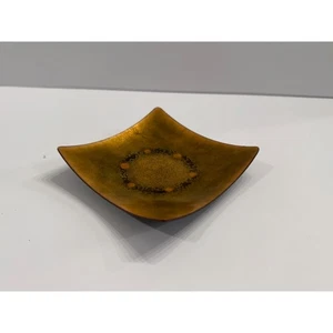 Vintage Copper Enamel Square Dish Trinket Tray Jewelry Holder - Picture 1 of 4