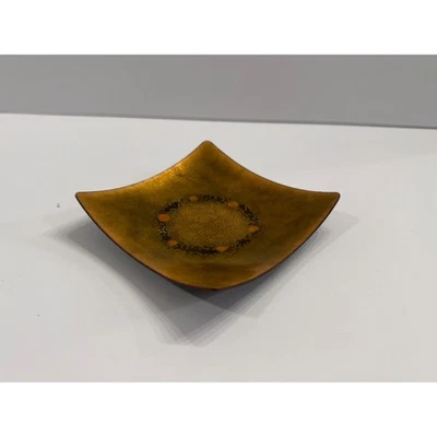 Vintage Copper Enamel Square Dish Trinket Tray Jewelry Holder - Image 1 of 4
